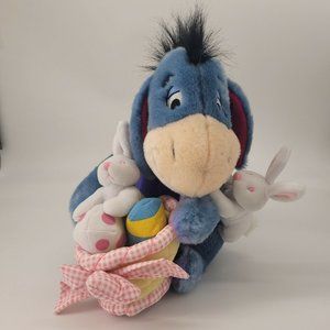 New Disney Store EASTER Eeyore Plush w/ Basket Eggs & Bunnies NWTS